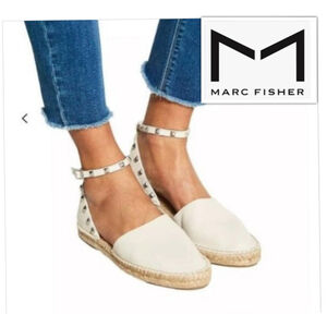 Mark Fisher Graze 2 Grunge Glam Gold Studded Vegan Leather espadrille Sandal 10M